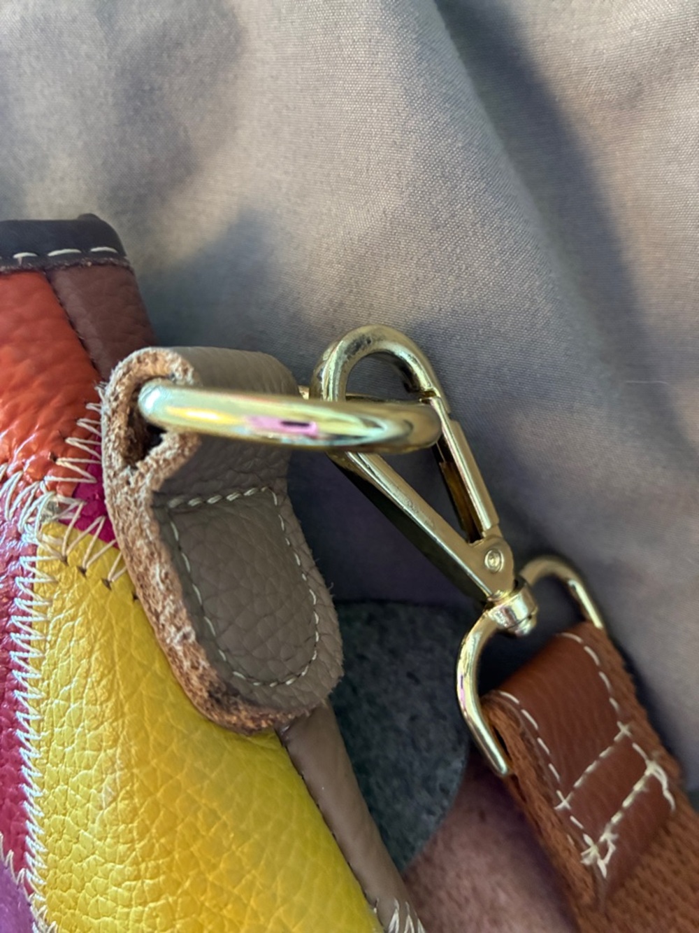 Multicolor Diamond Patchwork Segater Leather Tote Bag - Picture 6 of 6